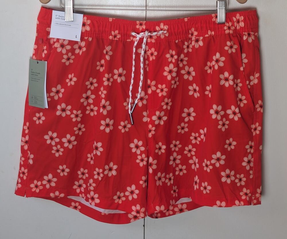 Goodfellow Red Swim Shorts Large